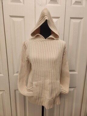 Lauren By Ralph Lauren Cozy Hooded Rib-Knit Sweater in Cream